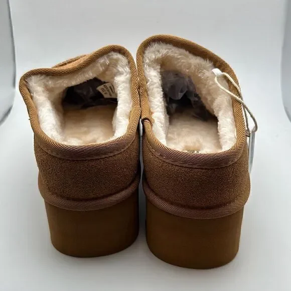 CUSHIONAIRE Women's Genuine Suede Cozy Mule Platform +Memory Foam 8.5 CHESTNUT - Picture 4 of 7